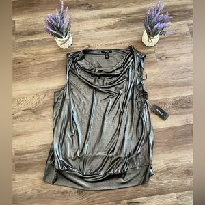 Style & Co Woman Silver Metallic Sleeveless Top.